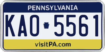 PA license plate KAO5561