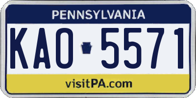PA license plate KAO5571