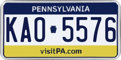 PA license plate KAO5576