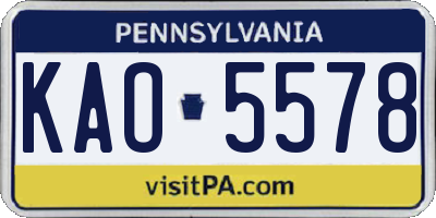 PA license plate KAO5578