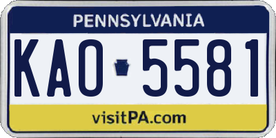 PA license plate KAO5581
