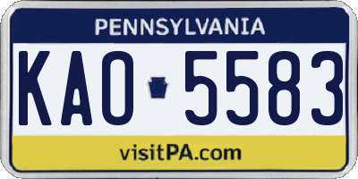 PA license plate KAO5583