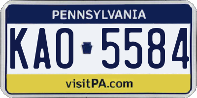 PA license plate KAO5584