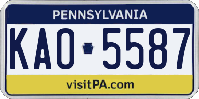 PA license plate KAO5587