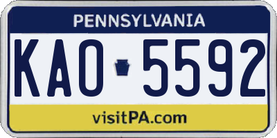 PA license plate KAO5592
