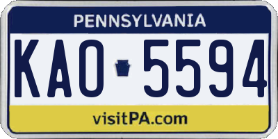 PA license plate KAO5594
