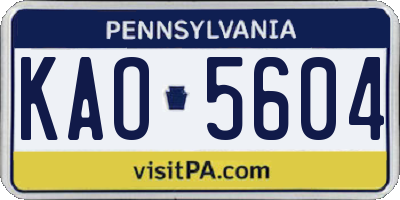 PA license plate KAO5604