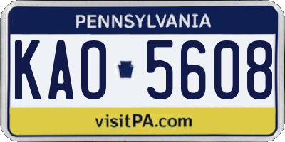 PA license plate KAO5608