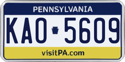 PA license plate KAO5609