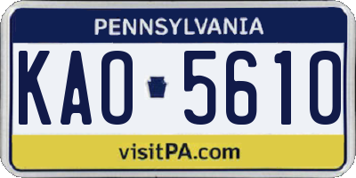 PA license plate KAO5610