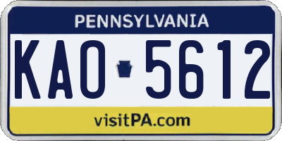 PA license plate KAO5612