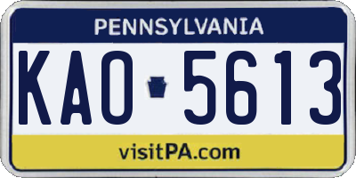 PA license plate KAO5613