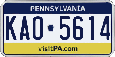 PA license plate KAO5614