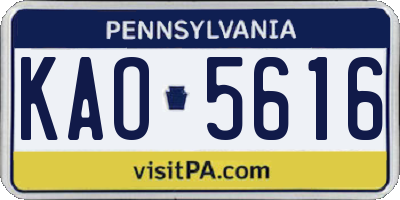 PA license plate KAO5616