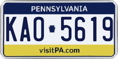 PA license plate KAO5619