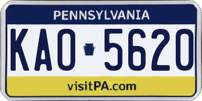 PA license plate KAO5620