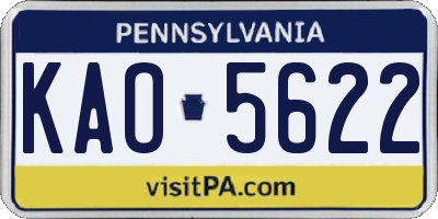 PA license plate KAO5622