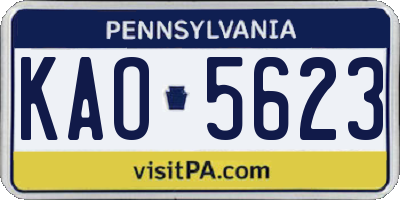 PA license plate KAO5623