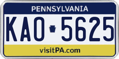 PA license plate KAO5625