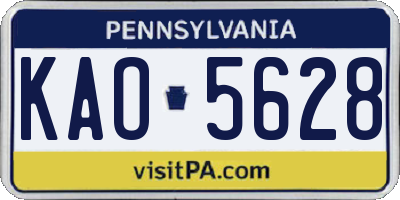 PA license plate KAO5628