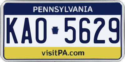 PA license plate KAO5629