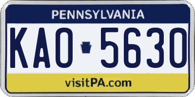 PA license plate KAO5630