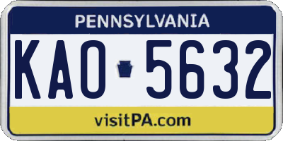 PA license plate KAO5632