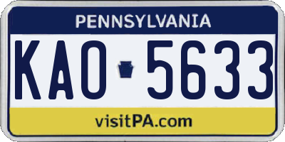 PA license plate KAO5633