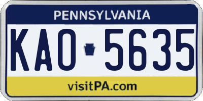 PA license plate KAO5635