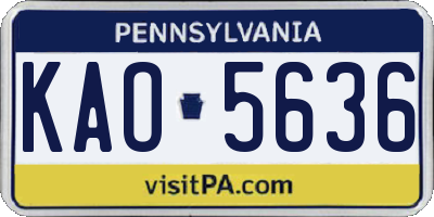 PA license plate KAO5636