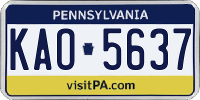 PA license plate KAO5637
