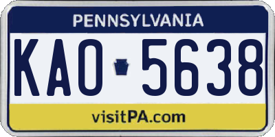 PA license plate KAO5638