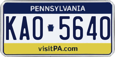 PA license plate KAO5640
