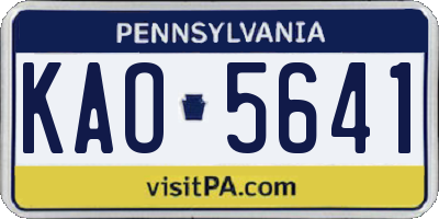 PA license plate KAO5641
