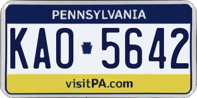 PA license plate KAO5642