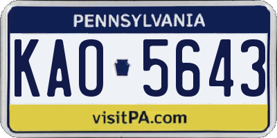 PA license plate KAO5643
