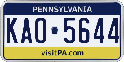 PA license plate KAO5644