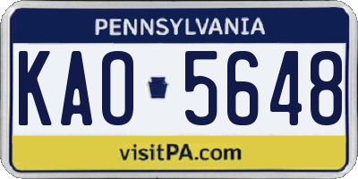 PA license plate KAO5648