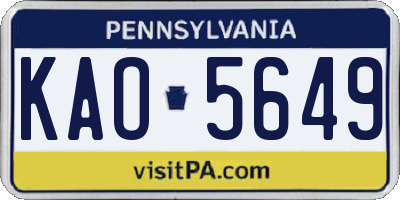 PA license plate KAO5649