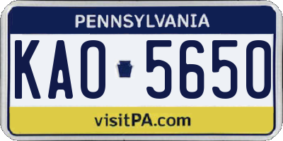 PA license plate KAO5650