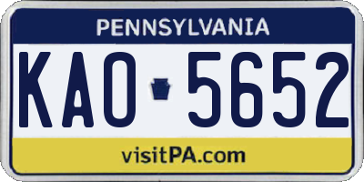 PA license plate KAO5652