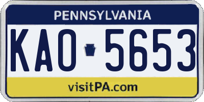 PA license plate KAO5653