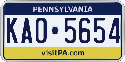 PA license plate KAO5654
