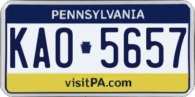 PA license plate KAO5657