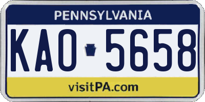 PA license plate KAO5658