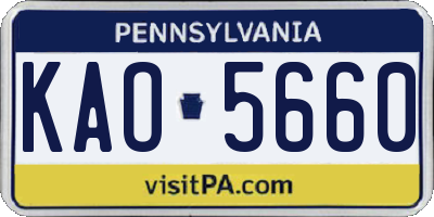 PA license plate KAO5660