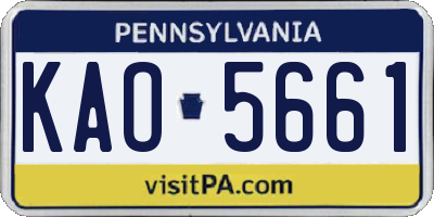 PA license plate KAO5661