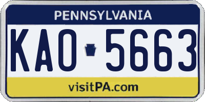 PA license plate KAO5663
