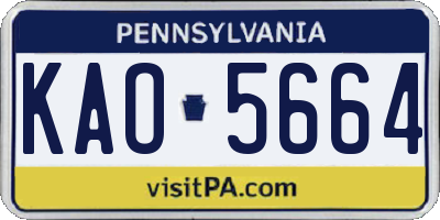 PA license plate KAO5664
