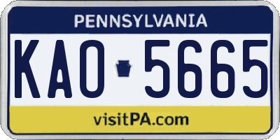 PA license plate KAO5665